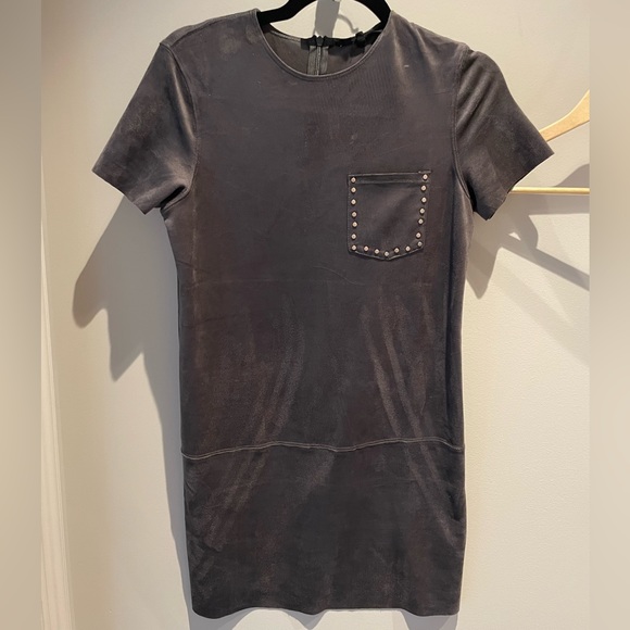 Short sleeve faux suede Tee Dress - Picture 2 of 5